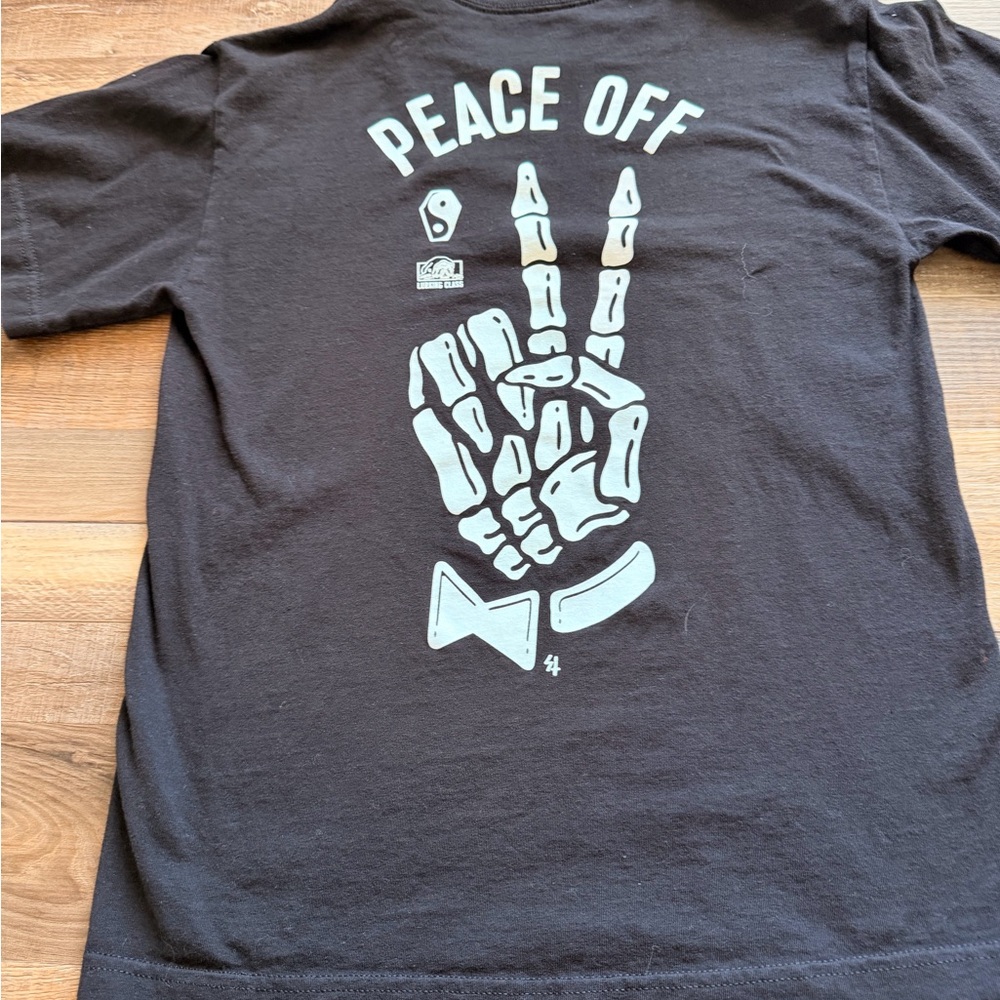 Black Graphic Tee with Peace Off Design